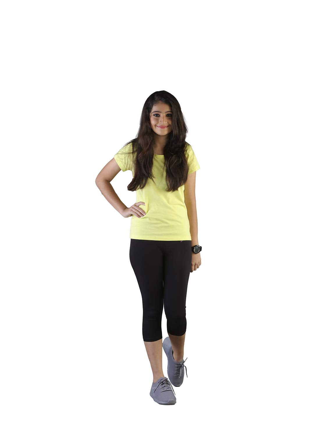TWIN BIRDS Carbon Black Kids Capri Legging_32
