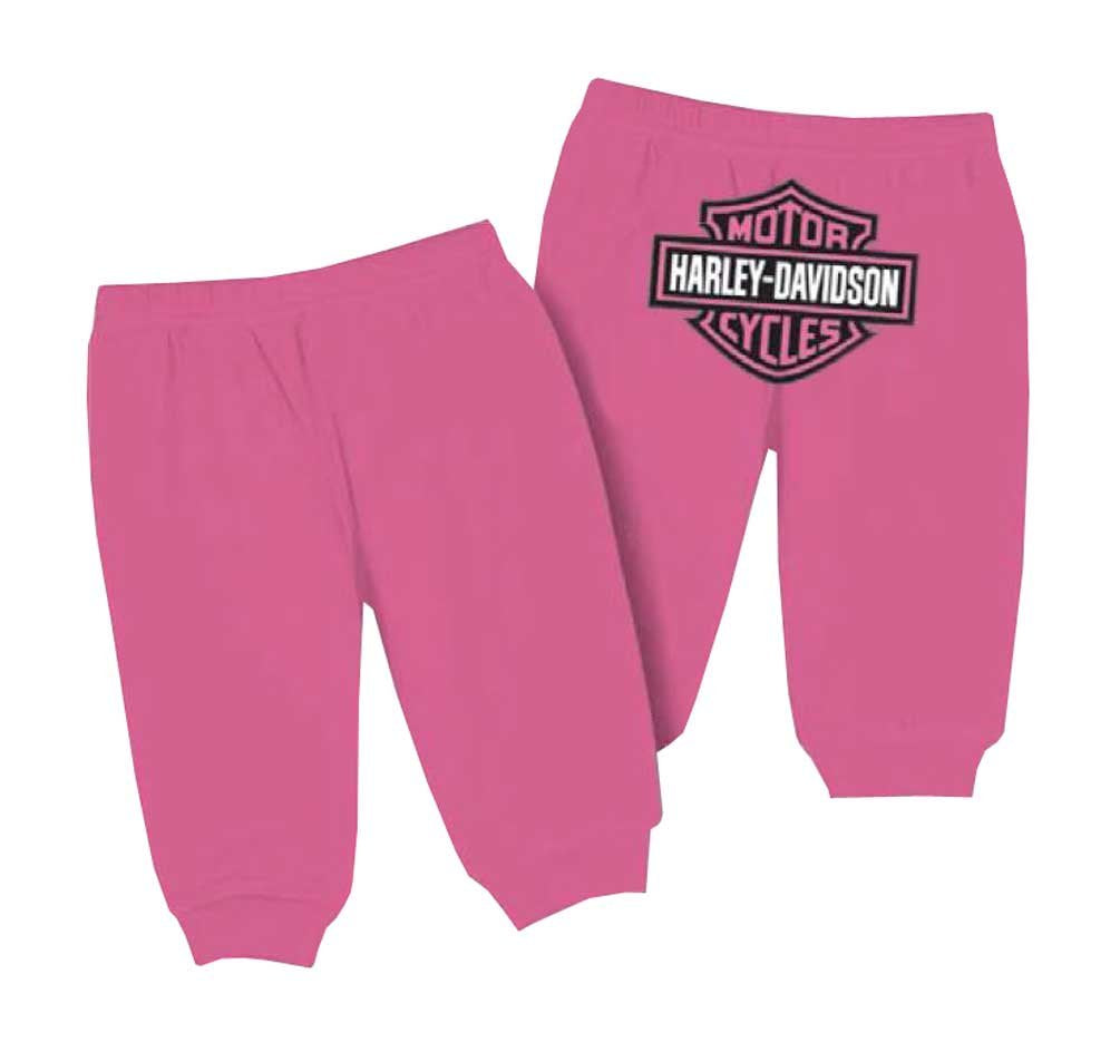 Harley-Davidson Baby Girls' Glitter Bar & Shield Pants, Pink 4000603 (24M)