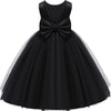 Baby Flower Girl Party Wedding Black Dress, Sleeveless Floor Length Tutu Tulle Dance Birthday Gown 2t