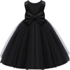 Baby Flower Girl Party Wedding Black Dress, Sleeveless Floor Length Tutu Tulle Dance Birthday Gown 2T