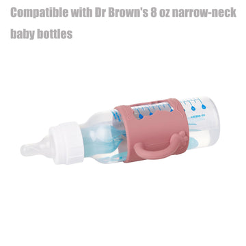 Pandaear 4 Pack Silicone Baby Bottle Handles With Dr Brown Narrow Baby Bottles 8 Oz/250 Ml, Non-Slip Easy Grip Handles