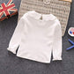 Baby Girl Kids Blouses Long Sleeves Solid Color Doll Collar T-Shirt Top Bottom (White, 3-4T)