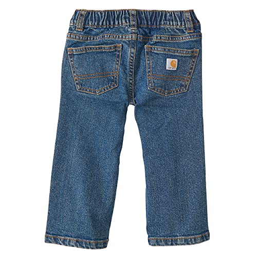 Carhartt Baby Boys Relaxed Fit Denim 5-Pocket Bootcut Jeans, Medium Wash, 6 Months