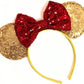 Clgift Set Of 12 - Yellow/Gold Sequin Disney Ears: Mickey, Belle/Beauty And The Beast, Snow White, Diy Designs