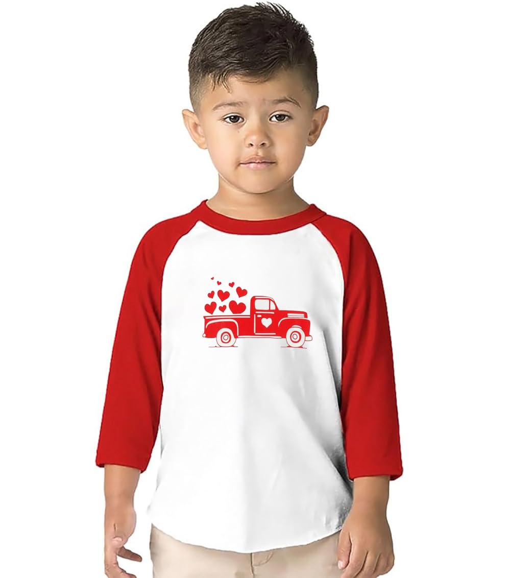 Toddler Boys Valentine'S Day Shirt Mr Valentines Sunglasses Graphic Cotton Outfit Casual 3/4 Raglan Sleeve Tee Tops (2-3T, Red4)