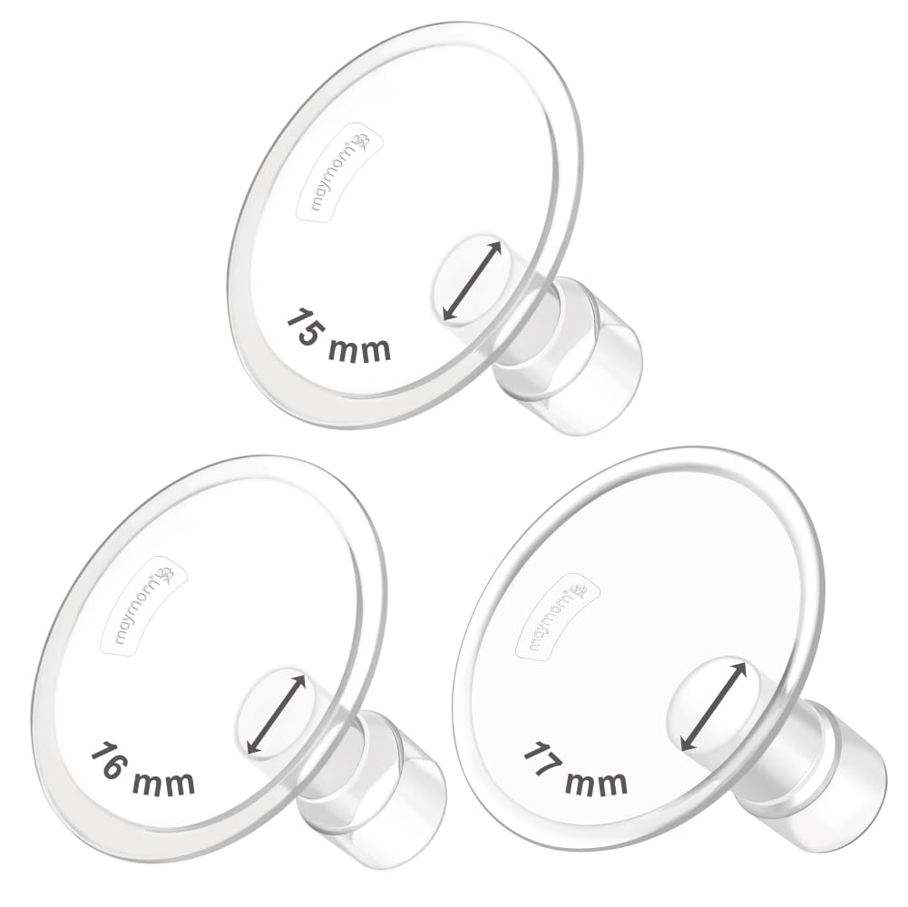 Maymom MyFit Flanges Classic/Conical Shape Goldie Pack 15 16 17 mm Compatible with Medela Breast Pumps and Maymom Wide Base and 