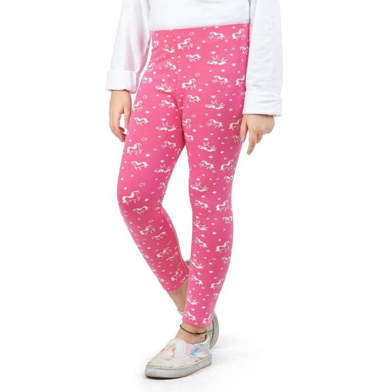 ARIEL Girls Cotton Printed NonTransparent Regular Fit Ankle Length Leggings(ARGLegP145Pink Uni_Multicolor_45 Years)