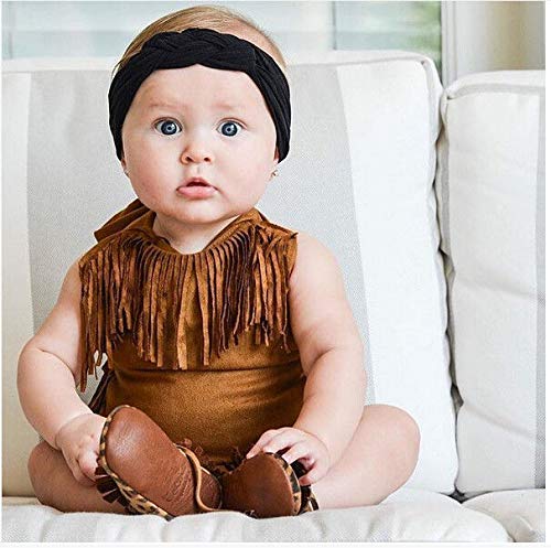 Infant Baby Girl Fringe Faux Suede Romper - Western Style Halter Sunsuit, Adjustable Straps (Brown, 3-6 Months)