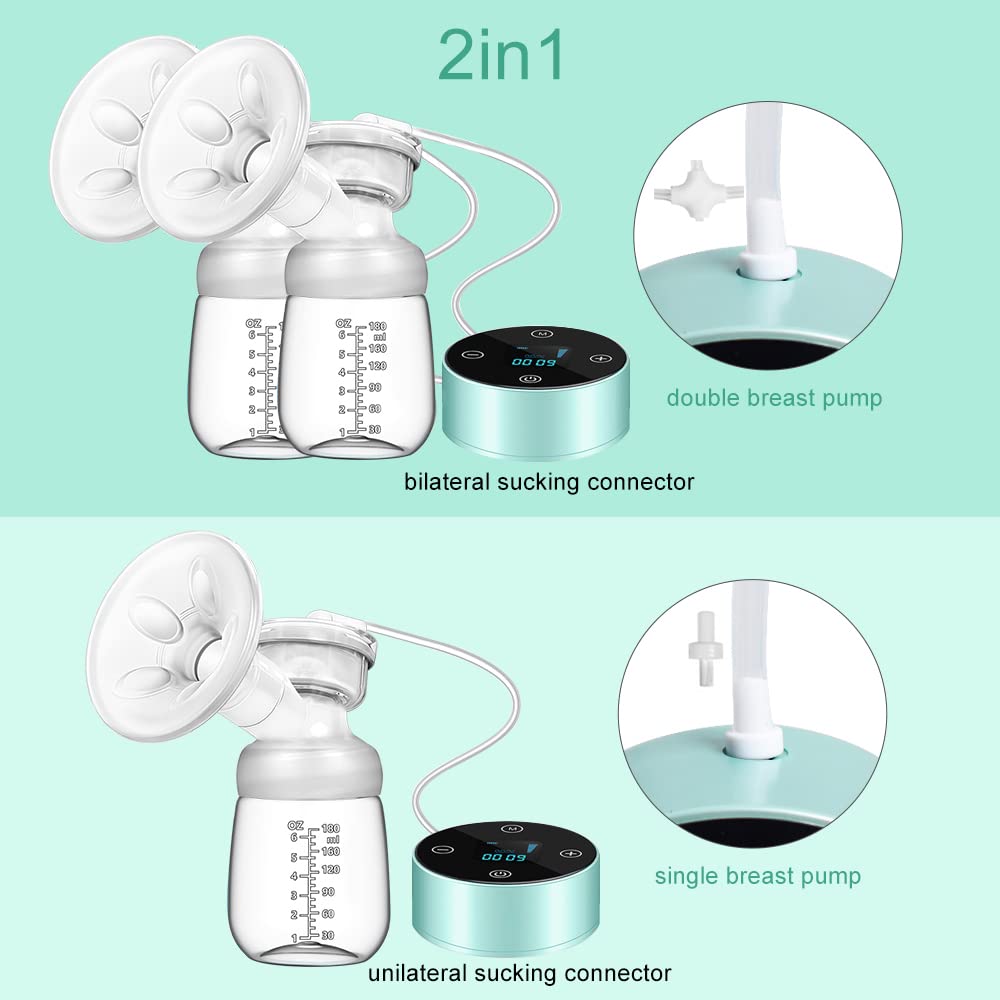 Muocobu Electric Breast Pump, Breast Pump Electric Breastfeeding Pump 3 Modes 10 Levels Dual Rechargeable Nursing Double Breast