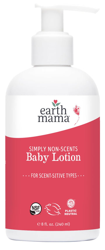 Earth Mama Simply Non-Scents Baby Lotion For Dry Skin, Calendula Cream For Newborn Skin Care, Organic Moisturizer For Children W