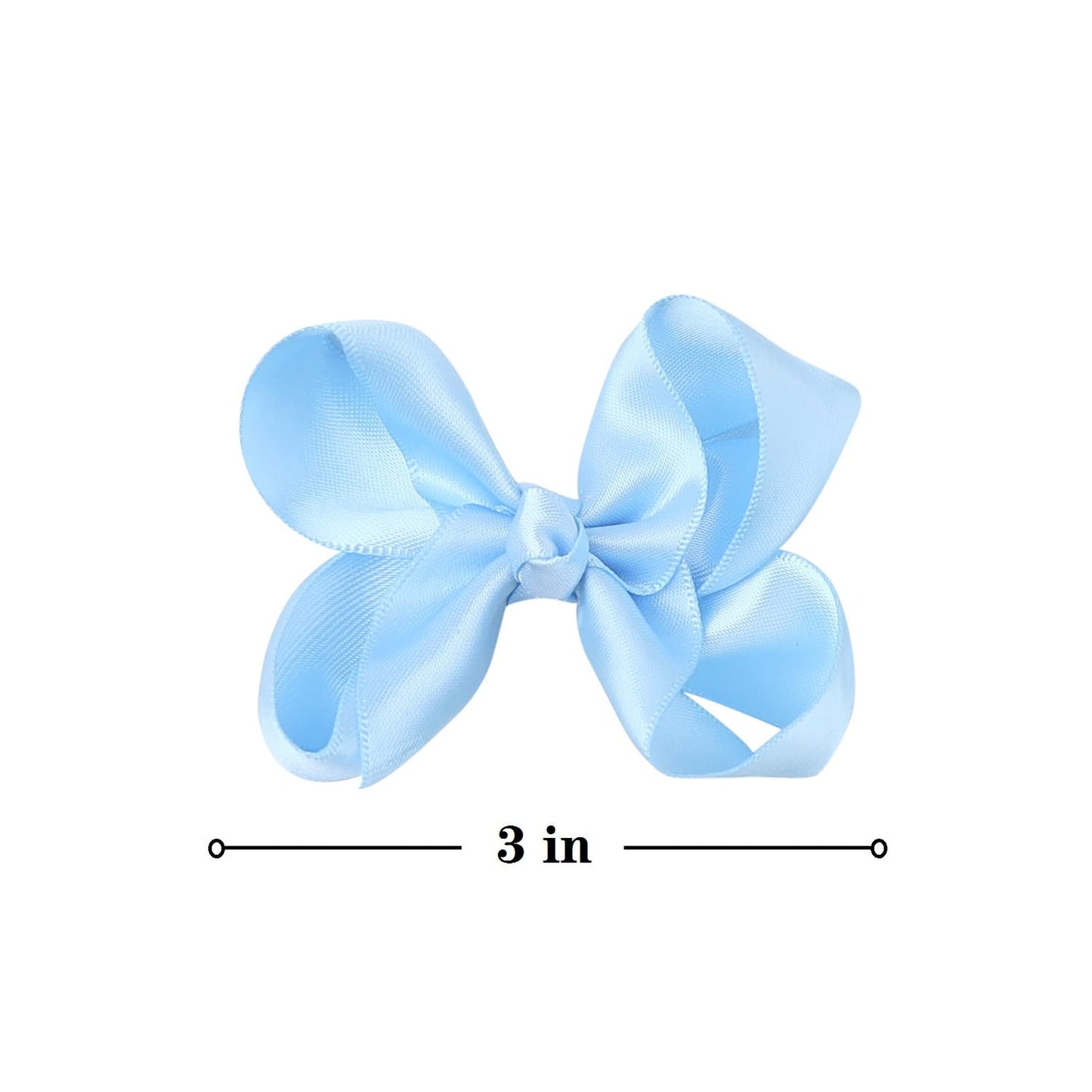 3 Inch Satin Bow For Little Girls - 2 Pcs (Sky Blue)