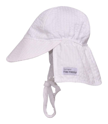 Flap Happy Toddler Girls Upf 50+ Original Flap Hat With Ties, Vanilla Stripe Seersucker, Xx-Large