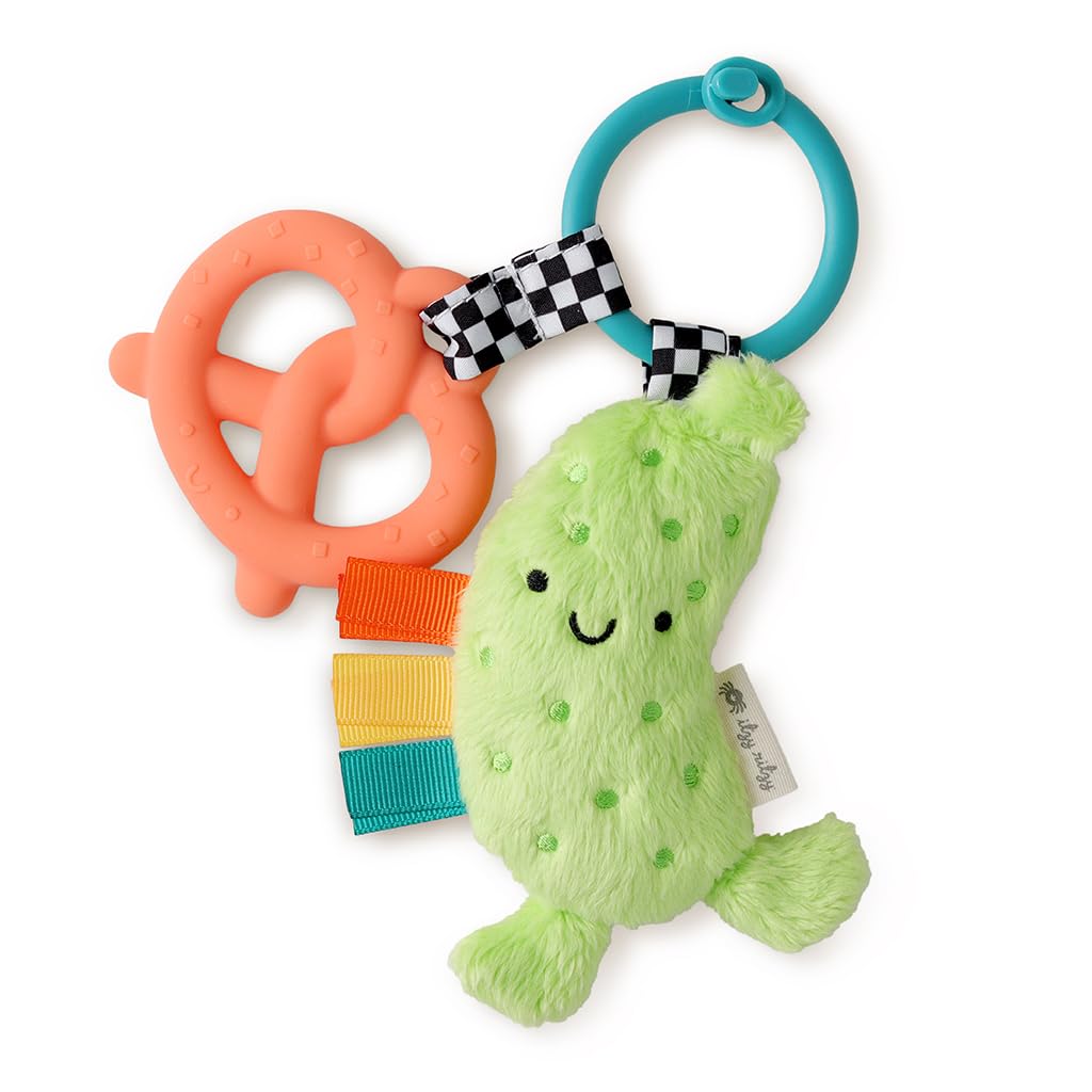Itzy Ritzy Infant Toy & Teether - Itzy Pal Baby Teething Toy Includes Lovey, Crinkle Sound, Textured Ribbons & Silicone Teether 