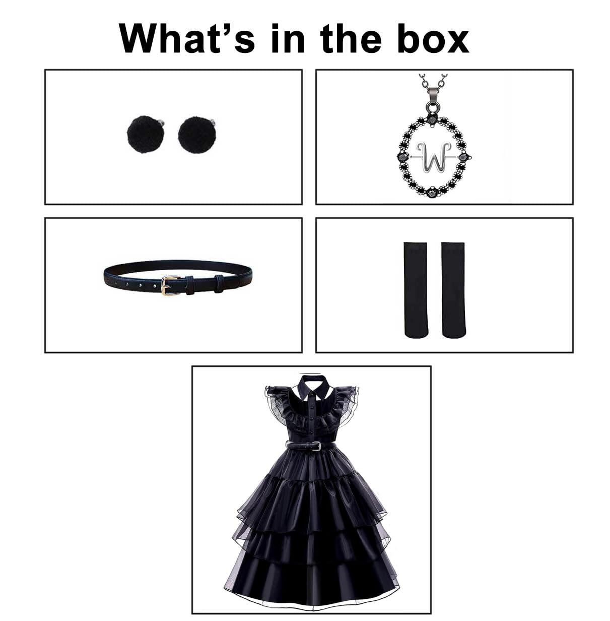 Yuegoo Black Costume Dress For Girls Halloween Costumes Cosplay Party Dress With Accessories 3-12Y (Black, 9-10 Years)