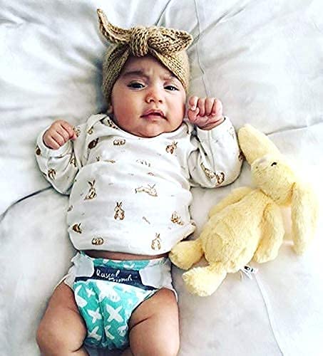 Utowo Newborn-Infant-Toddler Knitted-Knotbow-Turban Rabbit-Ear-Headbands Baby-Girls Head-Wrap-Headband 0-6 Years (Camel + Beige)