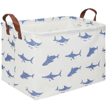Fxocshe Rectangular Shark Basket,Collapsible Toy Box For Kids,Shark Gift Basket, Nursery Hamper For Shelve Toy Box,Shelf Basket(