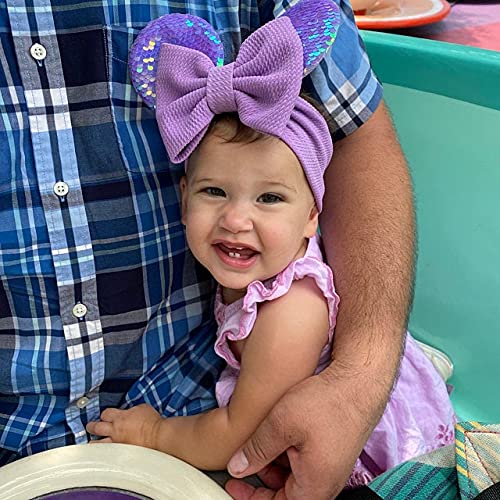 Clgift Minnie Ears Baby/Toddler Headband, Minnie Baby Ears, Minnie Ears Baby Headband, Toddler Headband (Reversible Purple)