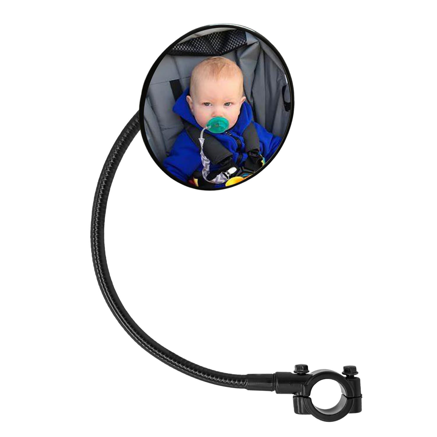 Ampper Acrylic Stroller Mirror, Flexible Framed Convex Stroller Mirror to See Baby on Stroller Walks for Safety and Security Rea