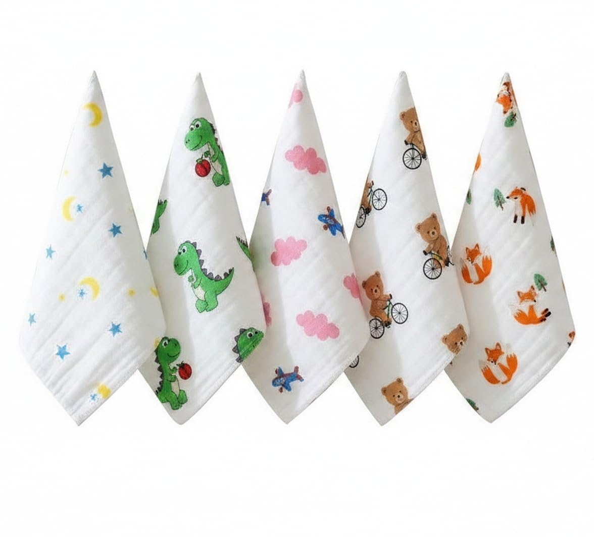 COMFORTARA Muslin Cotton Baby Bath Towel, Double Layer Soft Wrap for Newborns & Infants, Absorbent Muslin for Daily Bath Use (Pa