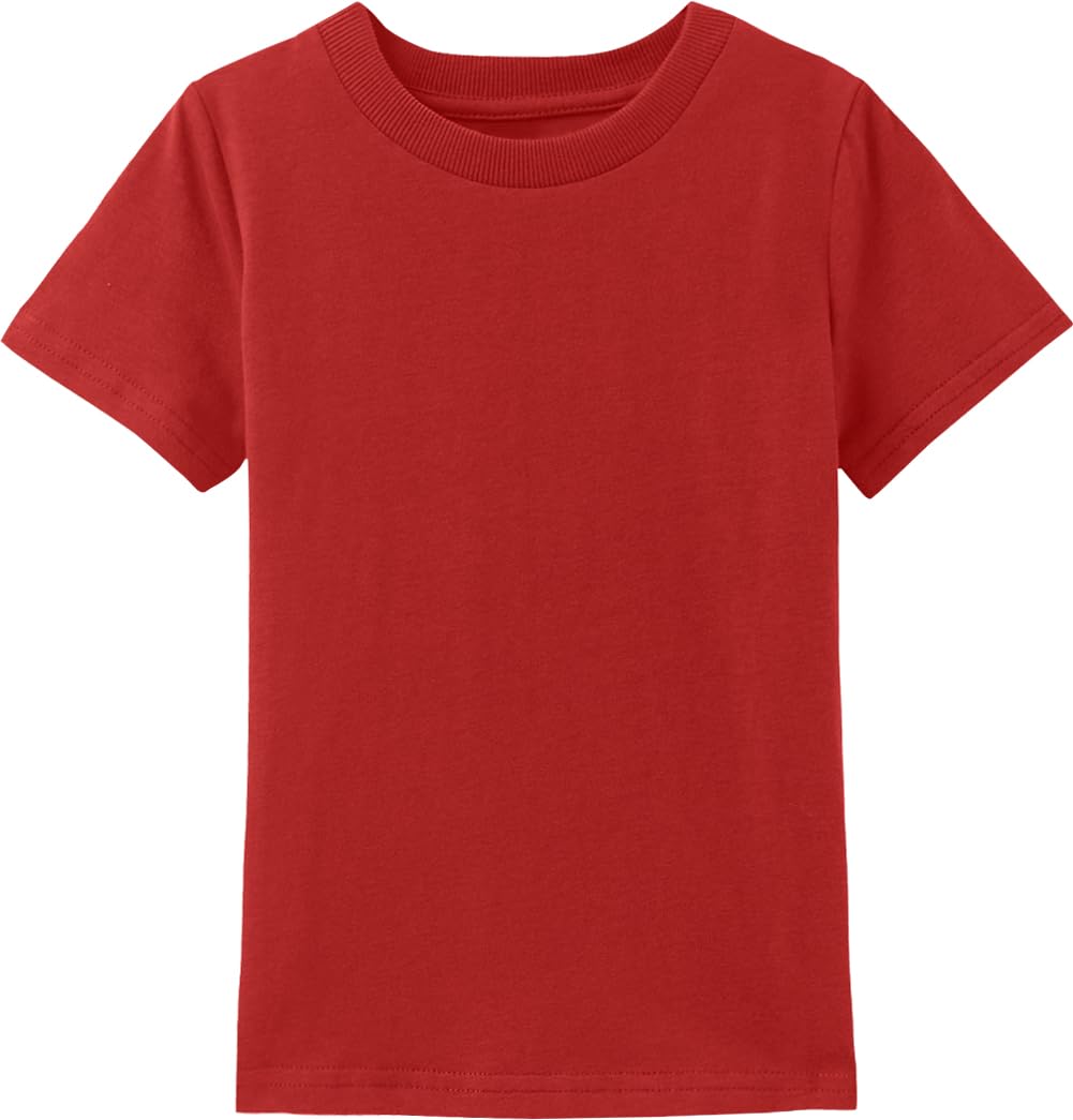 Cosland Toddler Solid Color Crewneck Tops, Red, 4T