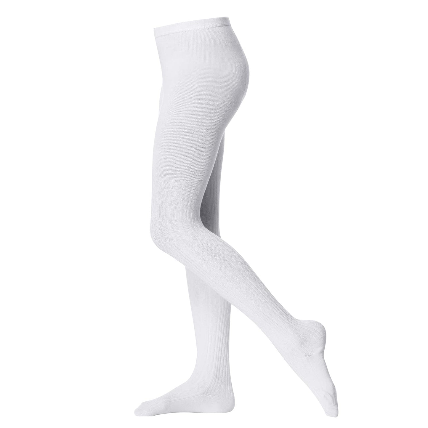 Toddler Tights Cable Knit Cotton Tights Dance Ballet Pantyhose Leggings Stocking Pants Girls Tights Age 4-12 3 Pairs White Black