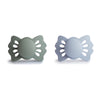 Frigg Lucky Symmetrical Silkysoft Silicone Baby Pacifier | Made In Denmark | Bpa-Free (Sage/Powder Blue, 0-6 Months)