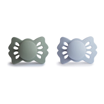 Frigg Lucky Symmetrical Silkysoft Silicone Baby Pacifier | Made In Denmark | Bpa-Free (Sage/Powder Blue, 0-6 Months)