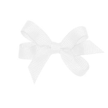 Wee Ones Girls' Classic Grosgrain Hair Bow With Plain Wrap Center On A Weestay Hair Clip, Handmade, Baby Sized Bow, White