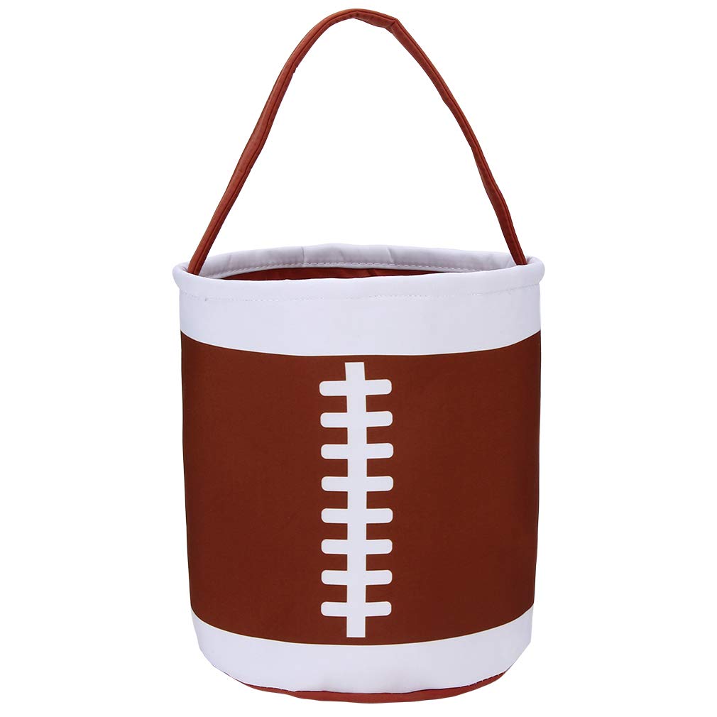 XinblueCo football basket Easter baskets for kids Canvas Easter Egg Hunt Baskets Halloween Trick or Treat Candy Bucket for Hallo