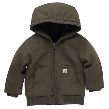 Carhartt Baby Boy'S Insulated Hooded Canvas Zip-Up Jacket, Olive Green