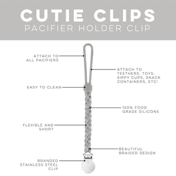 Ryan & Rose Cutie Clip Braiden Pacifier Clip - Braided Silicone (Slate)