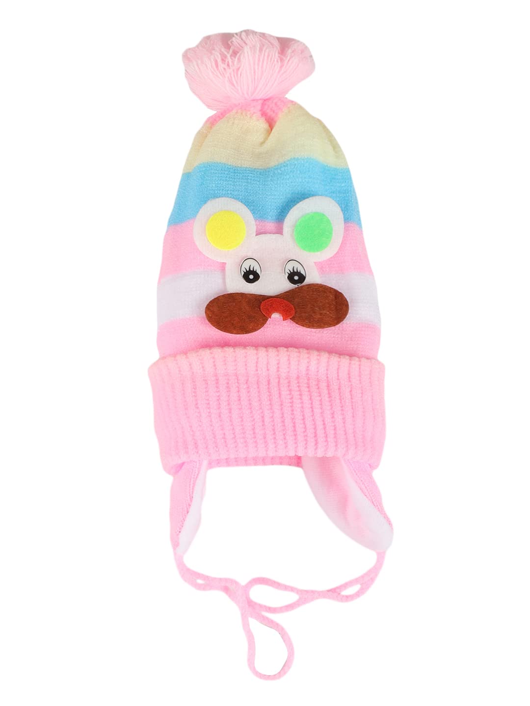 Passion Petals Multicoloured Unisex Winter Cap For 0 To 18Months With Dia 11Cm Lightpink