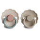Frigg Daisy Natural Rubber Baby Pacifier | Made In Denmark | Bpa-Free (Cotton Candy/Sandstone, 6-18 Months) 2-Pack