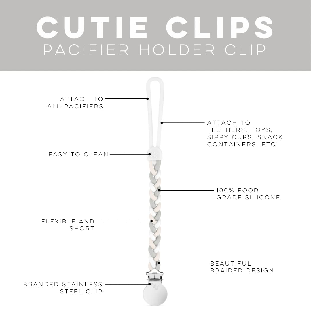 Ryan & Rose Cutie Clip Braiden Pacifier Clip - Braided Silicone (Sandbox)