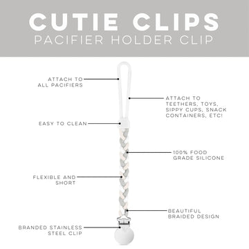 Ryan & Rose Cutie Clip Braiden Pacifier Clip - Braided Silicone (Sandbox)