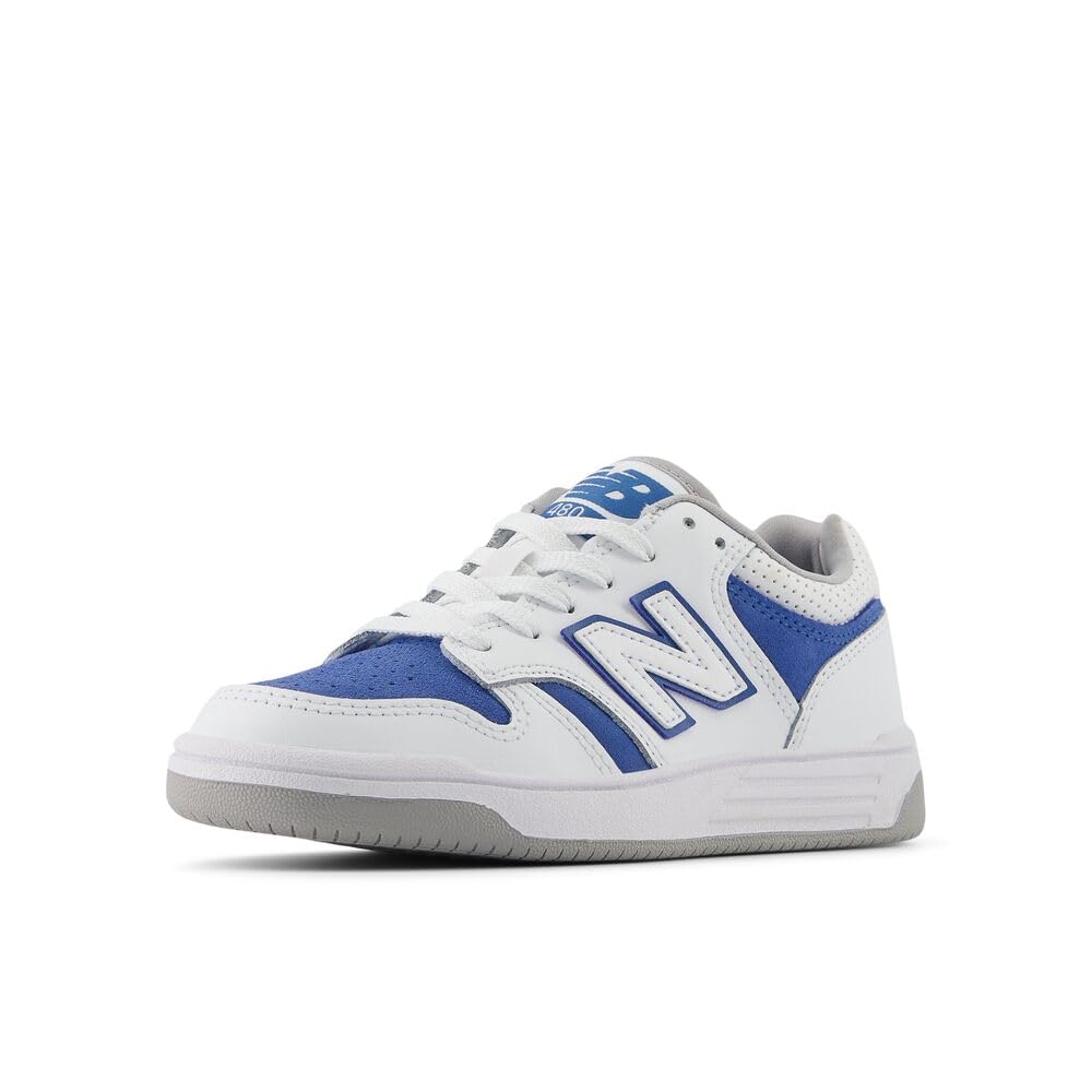 New Balance Baby 480 V1 Lace-Up Sneaker, White/Sea Stone, 4 Wide US Unisex Infant