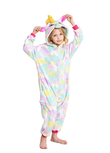 Fuzzycosplay Kids Unicorn Costume Animal Pajamas Halloween Cosplay Xmas Gifts (Running Flying Horse, 4T)