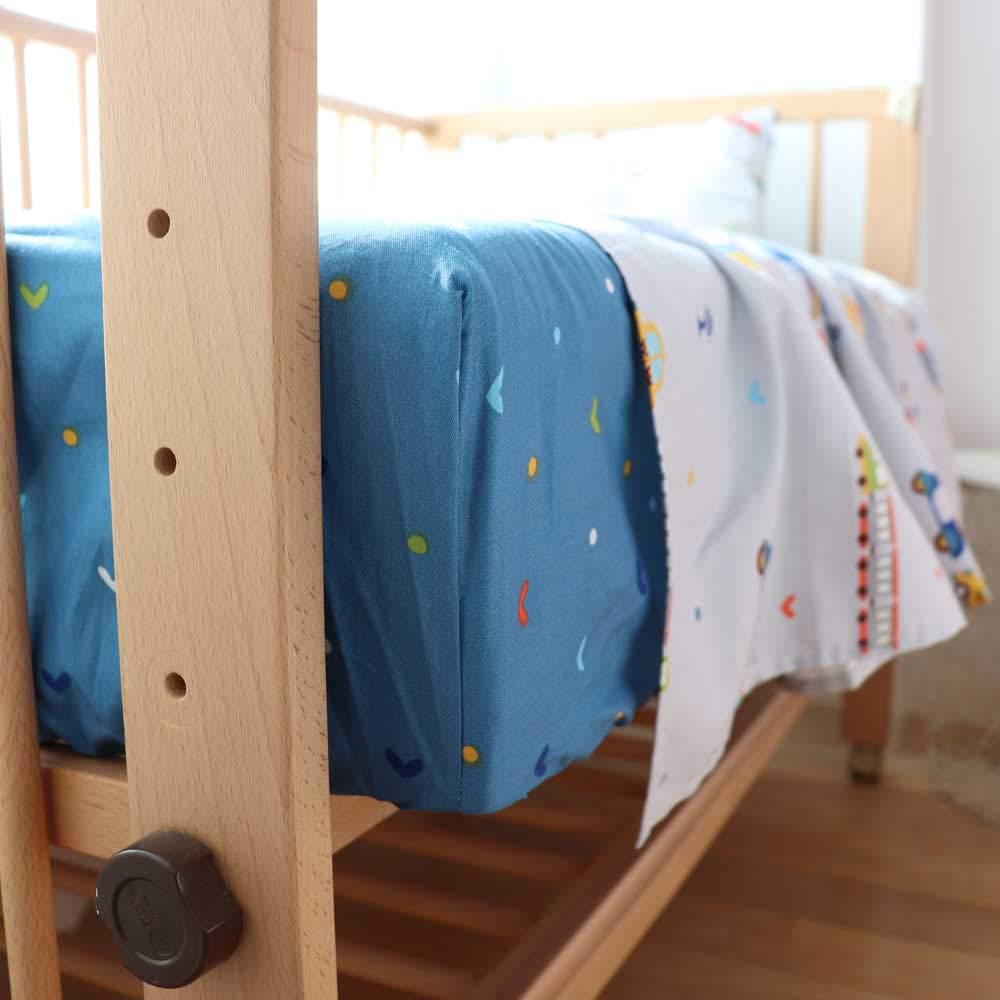 3 Piece 100% Cotton Toddler Sheet Pillowcase Set For Boys And Girls,Include Fitted Sheet,Top Sheet And Envelope Pillowcase,Cute