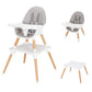 JOYMOR 5-in-1 Convertible Baby High Chair for Babies and Toddlers, Table and Chair Set, Wooden Infant Eating Highchair with Leat