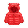 Winter Down Coats For Kids Baby Boys Girls Light Puffer Padded Jacket Bear Hoods Infant Outerwear Red