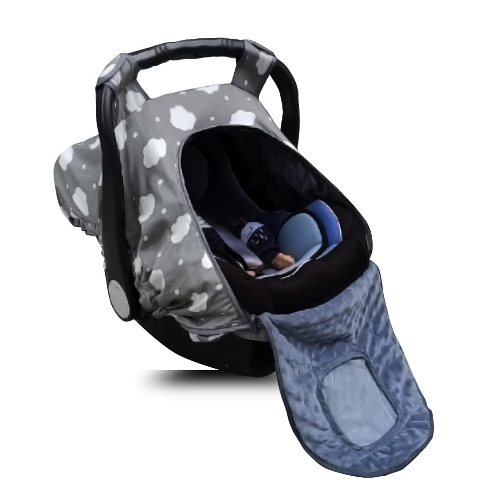 Carseat Cover For Baby, Baby Car Seat Covers For Infant Car Seat, Baby Carrier Cover Canopy, Window In Door Zipper Open, 2 Layer