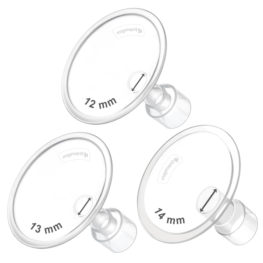 Maymom MyFit Flanges Classic/Conical Shape Goldie Pack 12 13 14 mm Compatible with Medela Breast Pumps and Maymom Wide Base and 