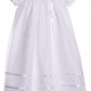 Long White Embroidered Organza Christening Baptism Gown With Bonnet - L (9-12 Month)