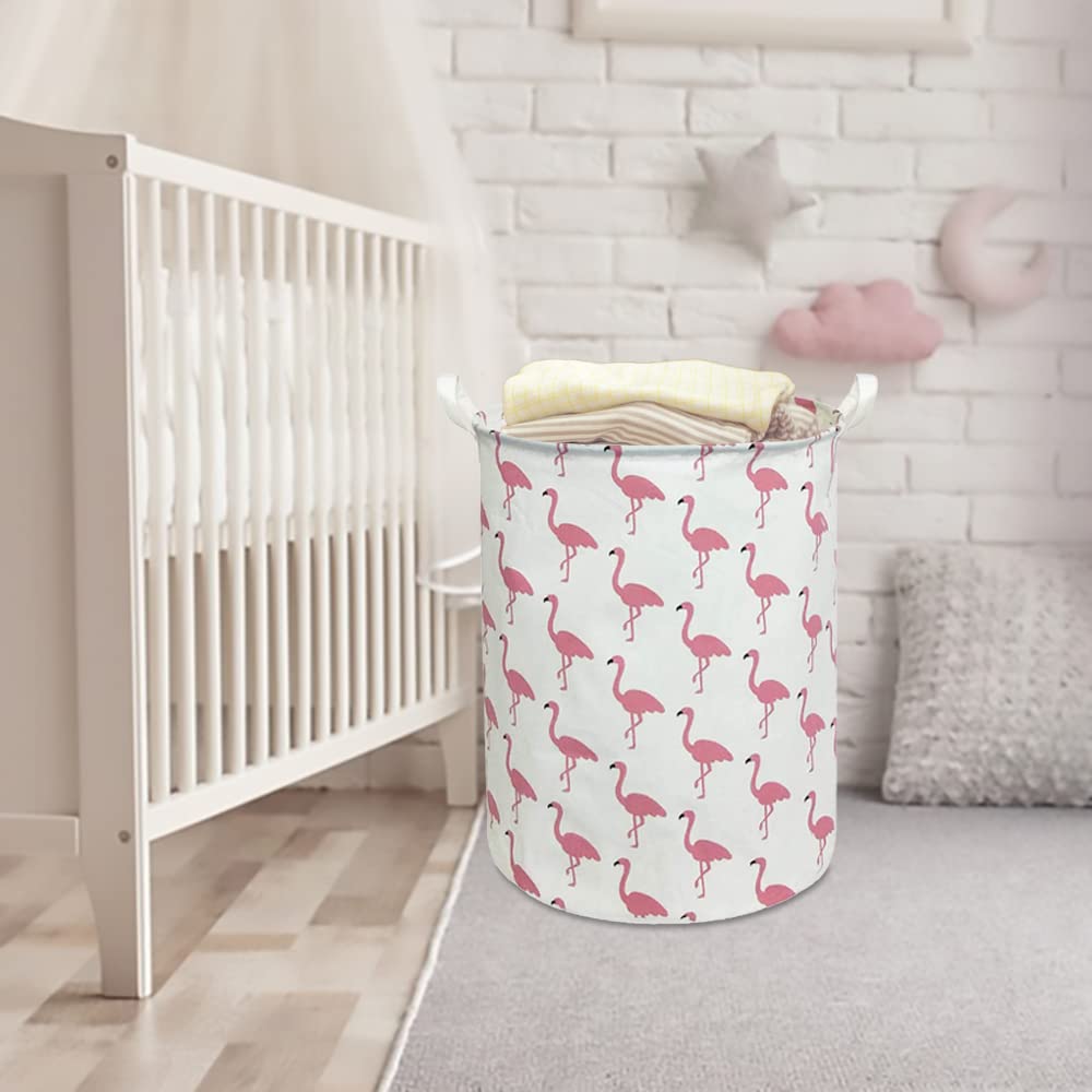Clocor Large Pink Flamingo Laundry Hamper, Baby Girl Laundry Basket,Kids Toy Storage Bins,Nursery Decor,Bedroom,Bathroom,Gift Ba