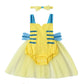 AWIBMK Baby Girls Flounder Costume Toddler Yellow Shiny Sequin Tulle Tutu Romper Dress with Headband Mermaid Themed Halloween Co
