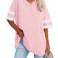 Ebifin Womensaoversizedatashirts Color Block Teesahalfasleeveavaneckacomfyacozyacottonatunicatops