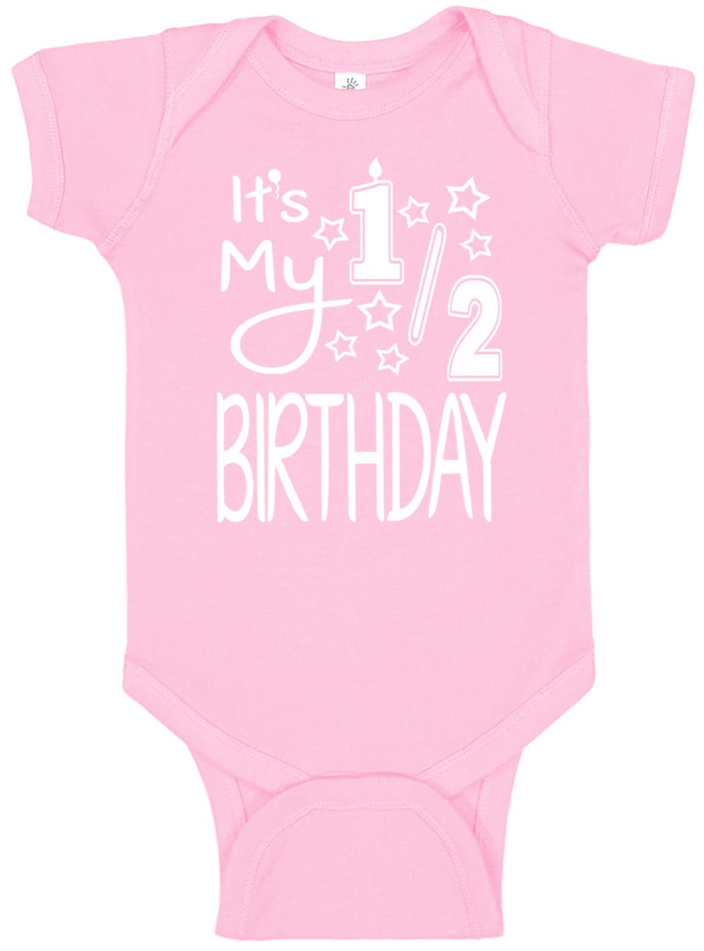 Reaxion Aiden'S Corner - It'S My Half Birthday 1/2 Baby Girl Bodysuit (6 Months, White_Pink)