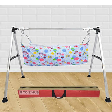 A To Z Hub Portable Folding Ghodiyu With Free Cotton Cloth Create A Soothing Oasis For Your Precious Little One (Square Pipe Bl