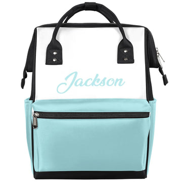Personalized Baby Boys Diaper Backpack Waterproof Nappy Backpack for Mom Dad Stroller Nappy Bag 11x7x15.7 inches Light Blue