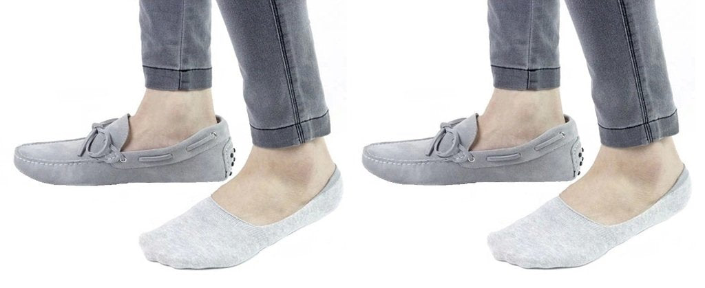 Cotson No Show Cotton Loafer Socks With AntiSlip Silicon Pack Of 2 Pairs (Grey)